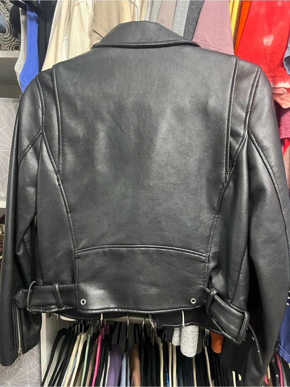 Zara Black Faux Leather Biker Jacket size M